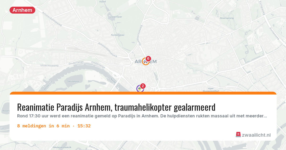 Kaart van de activiteitspiek bij Arnhem