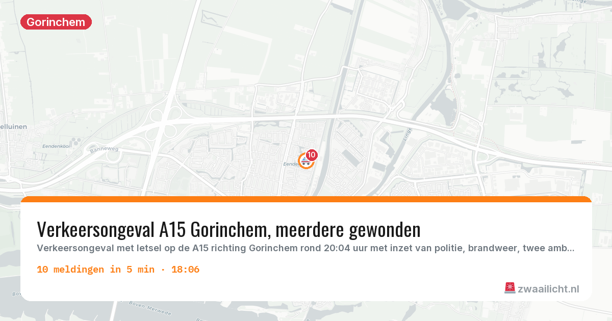 Kaart van de activiteitspiek bij Gorinchem