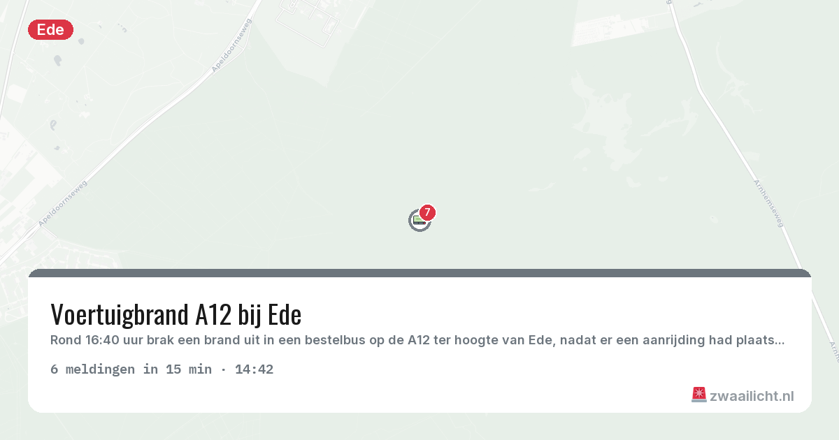 Kaart van de activiteitspiek bij Ede