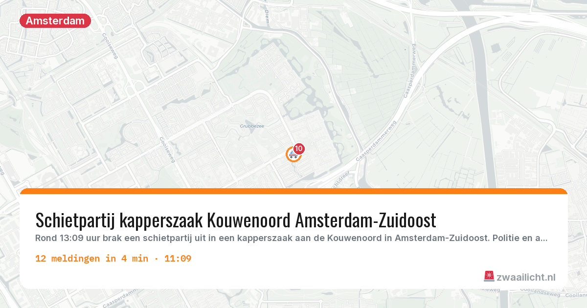 Kaart van de activiteitspiek bij Amsterdam