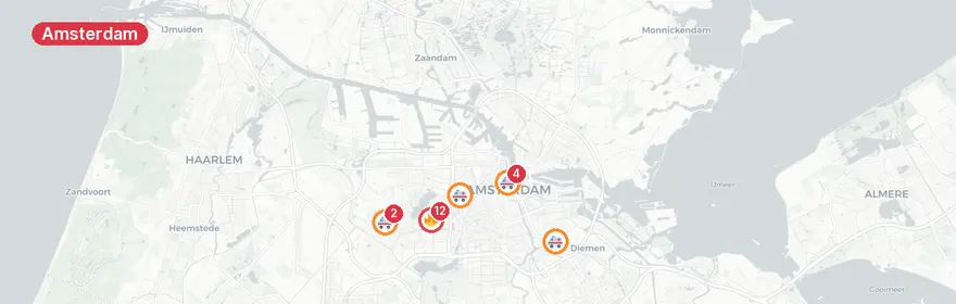 Kaart van Ernstig verkeersongeval Pieter Calandlaan Amsterdam