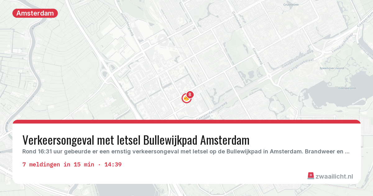 Kaart van de activiteitspiek bij Amsterdam