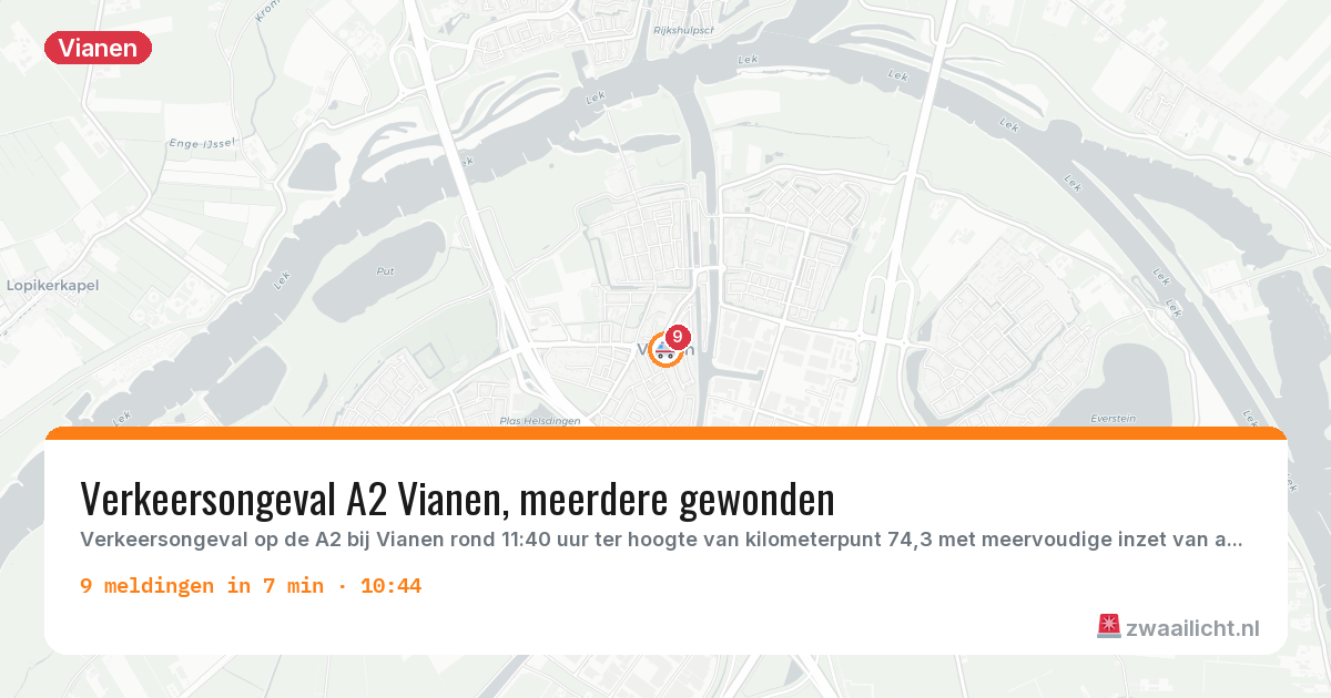 Kaart van de activiteitspiek bij Vianen