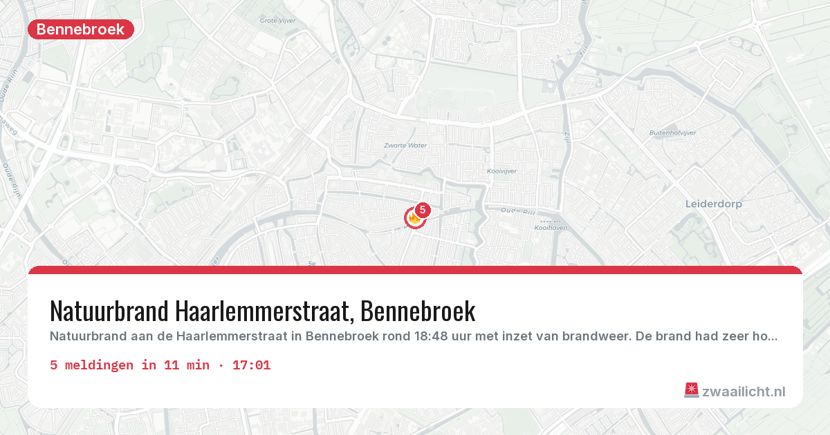 Kaart van de activiteitspiek bij Bennebroek