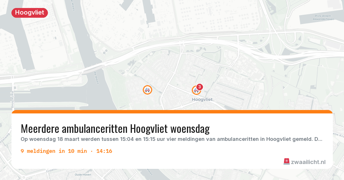 Kaart van de activiteitspiek bij Hoogvliet