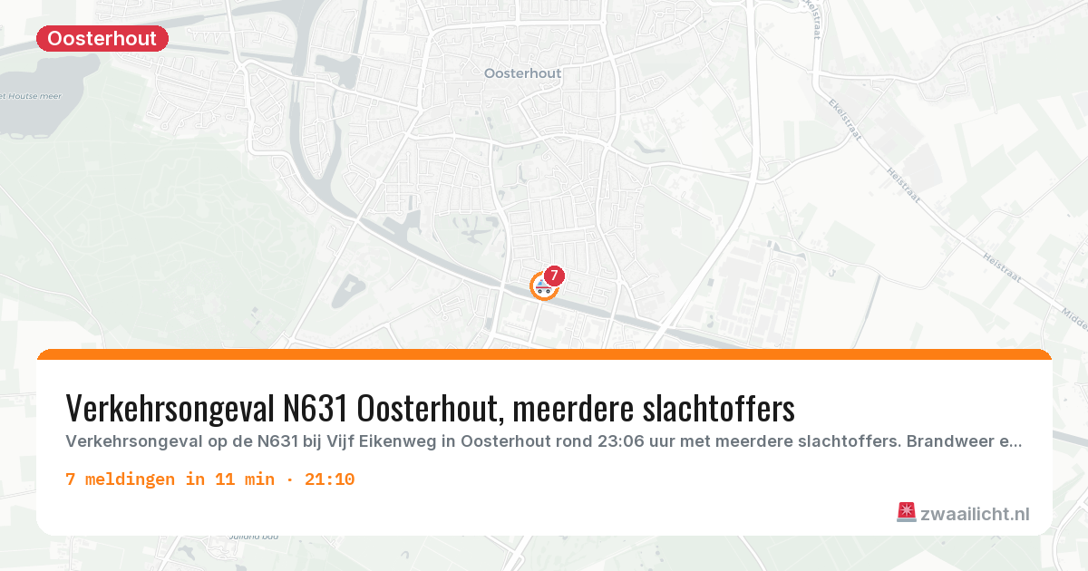 Kaart van de activiteitspiek bij Oosterhout