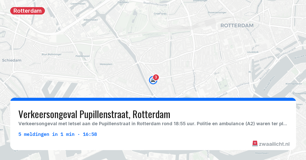 Kaart van de activiteitspiek bij Rotterdam