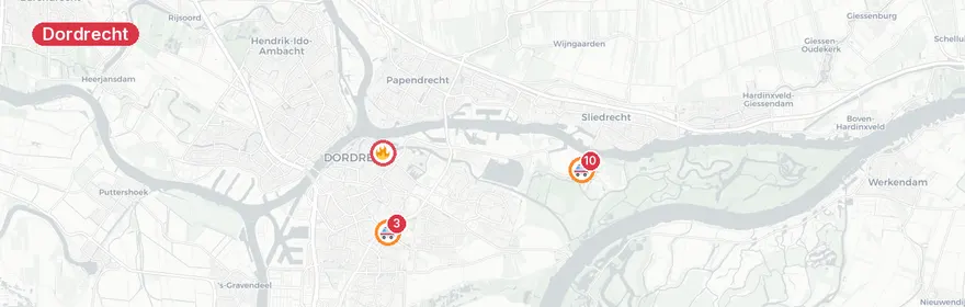 Kaart van Persoon te water De Bekramming Dordrecht
