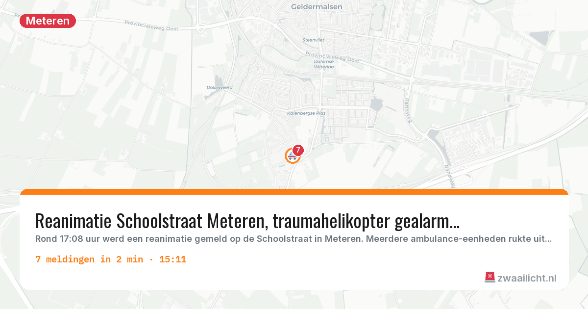 Kaart van de activiteitspiek bij Meteren