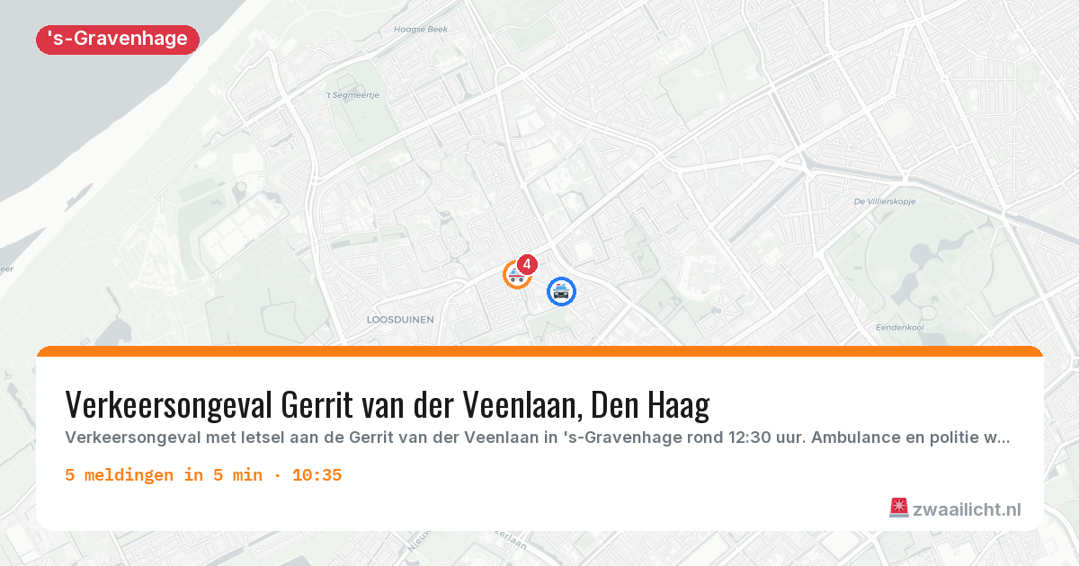 Kaart van de activiteitspiek bij 's-Gravenhage