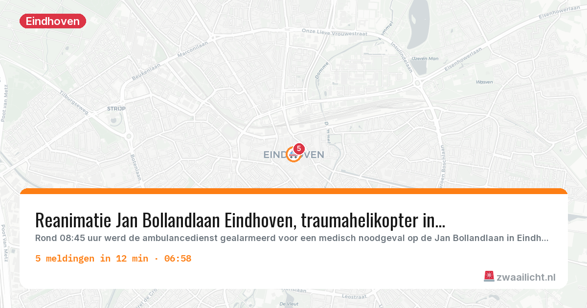 Kaart van de activiteitspiek bij Eindhoven