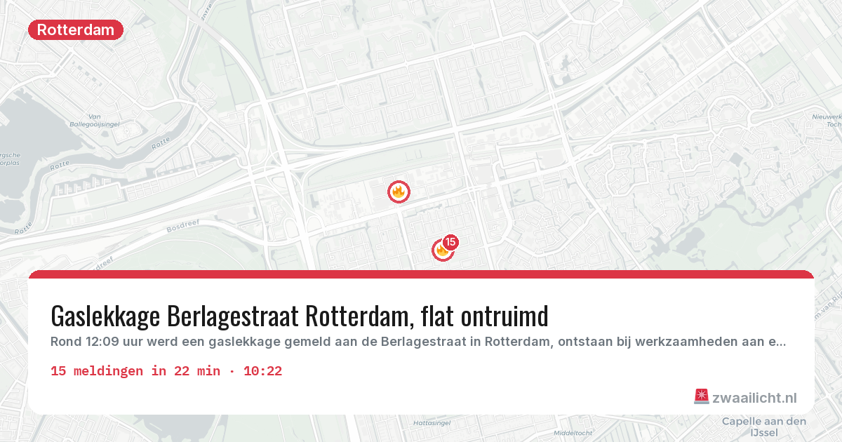 Kaart van de activiteitspiek bij Rotterdam