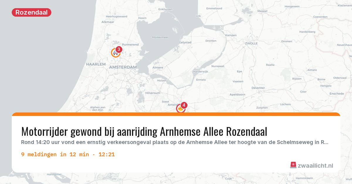 Kaart van de activiteitspiek bij Rozendaal