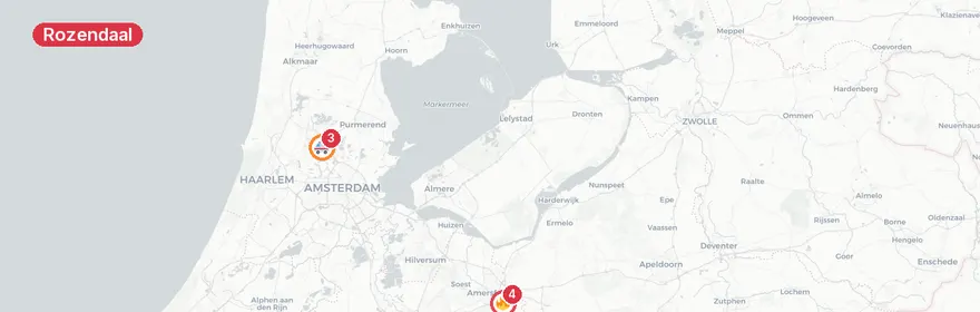 Kaart van Motorrijder gewond bij aanrijding Arnhemse Allee Rozendaal