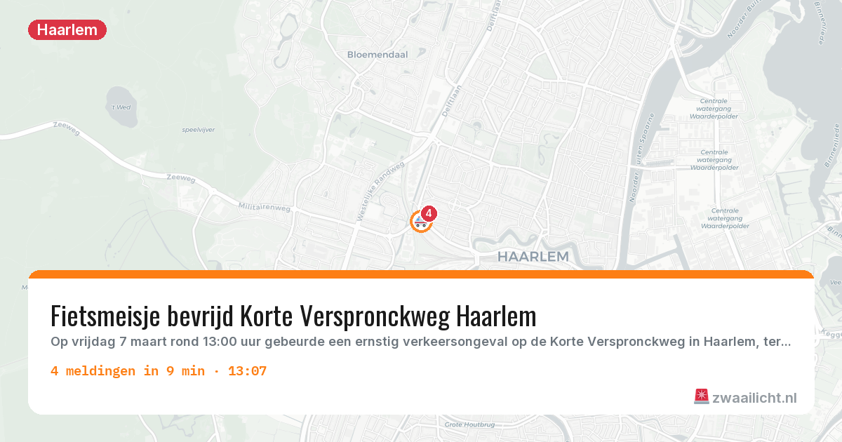 Kaart van de activiteitspiek bij Haarlem