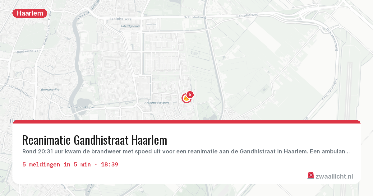 Kaart van de activiteitspiek bij Haarlem