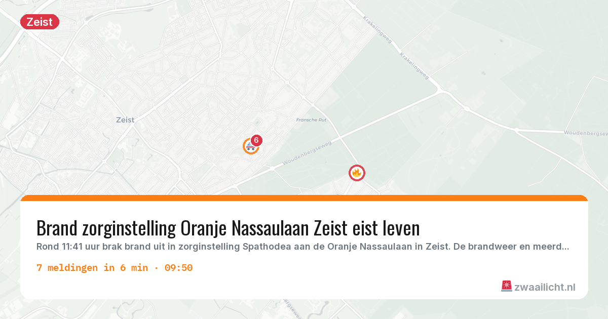 Kaart van de activiteitspiek bij Zeist