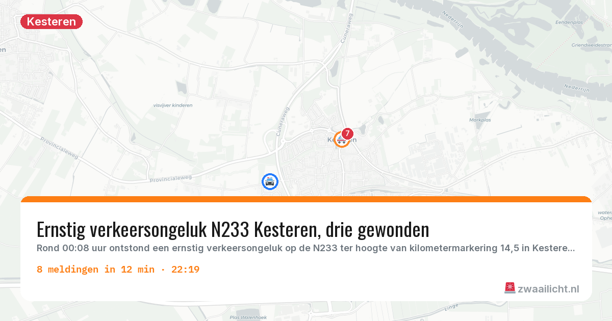Kaart van de activiteitspiek bij Kesteren