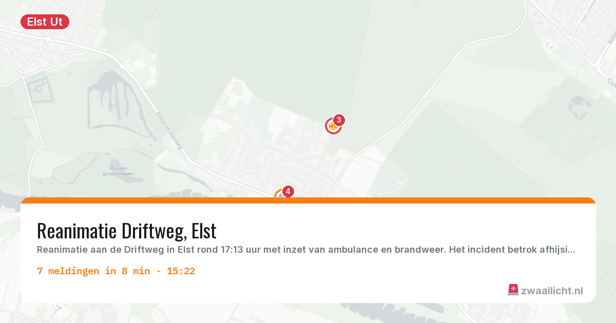 Kaart van de activiteitspiek bij Elst Ut