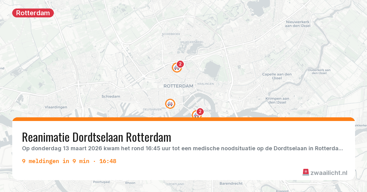 Kaart van de activiteitspiek bij Rotterdam