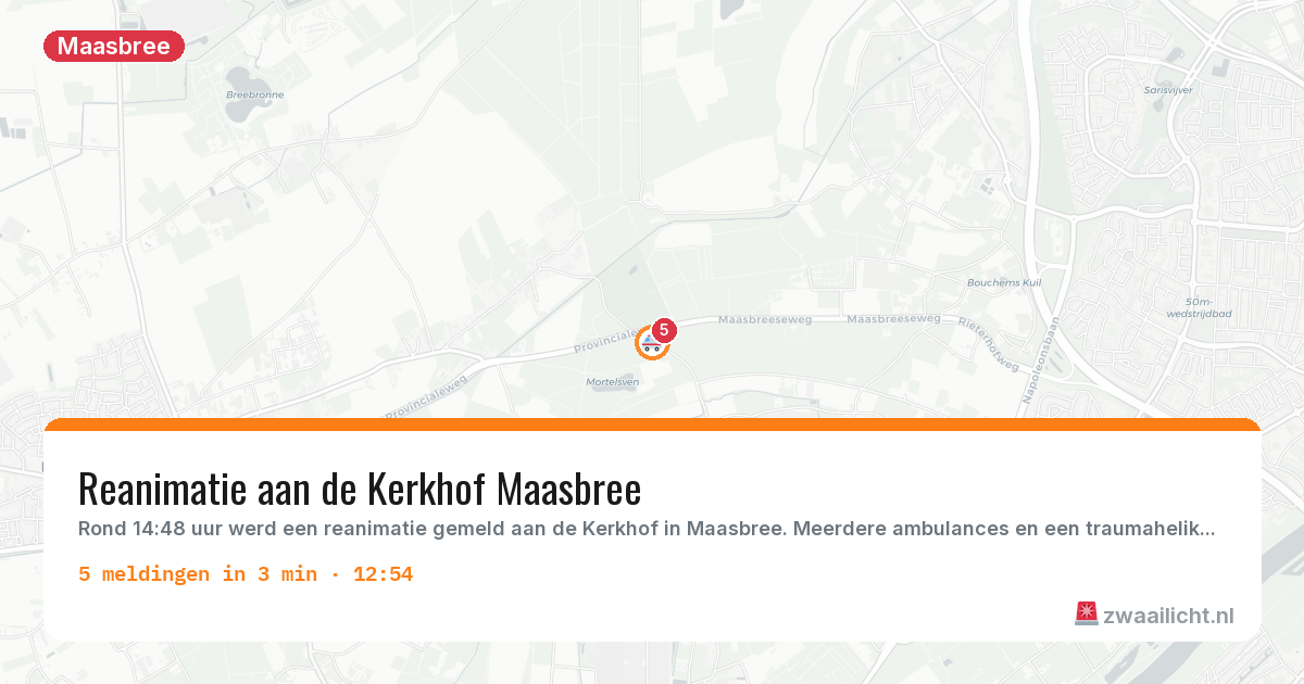 Kaart van de activiteitspiek bij Maasbree