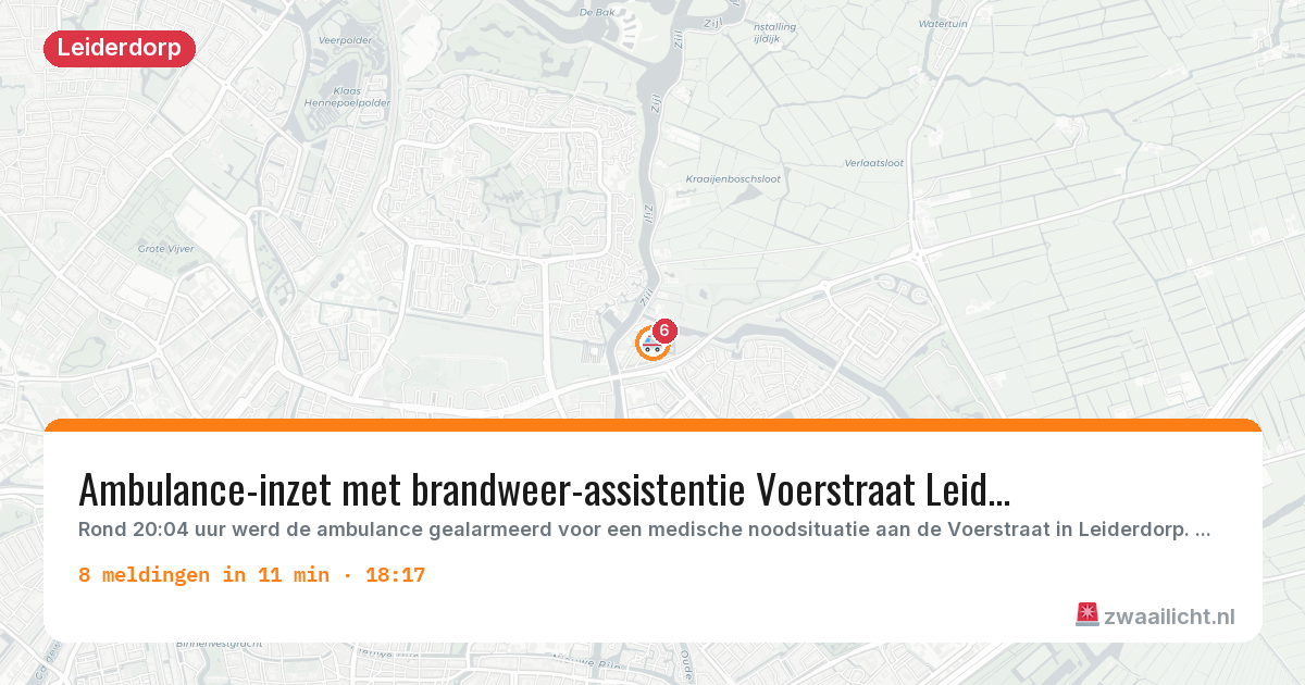 Kaart van de activiteitspiek bij Leiderdorp