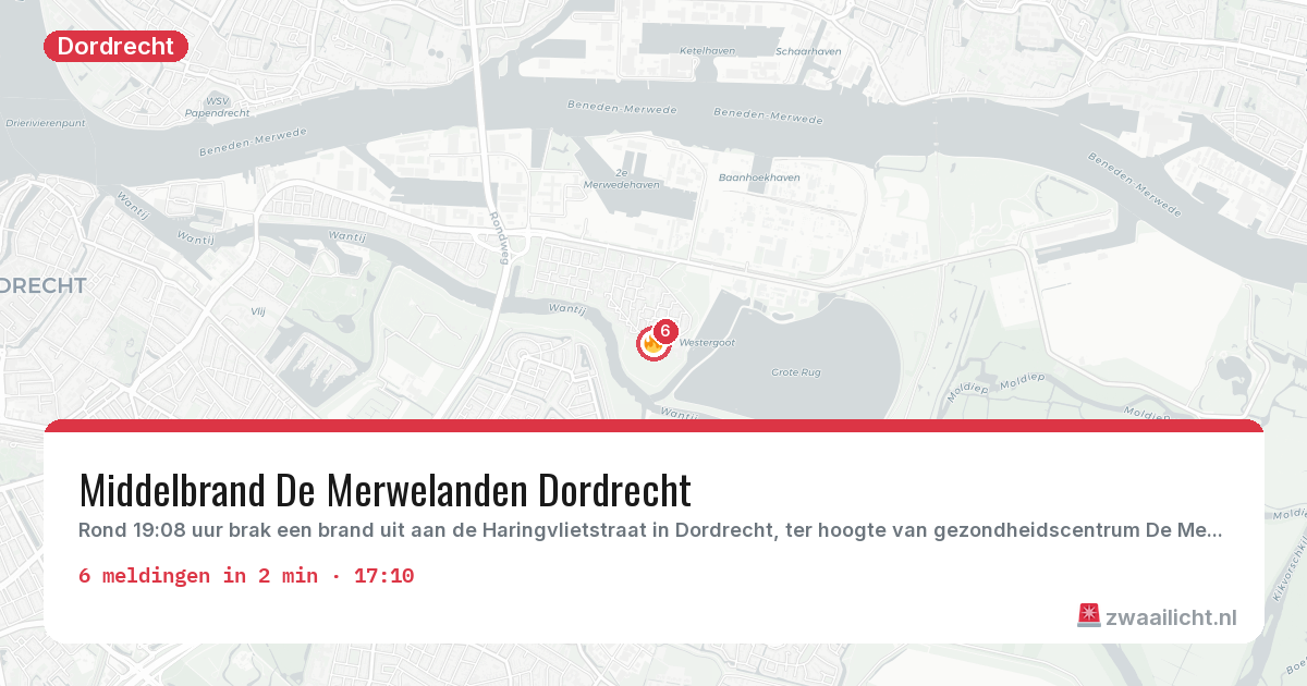 Kaart van de activiteitspiek bij Dordrecht
