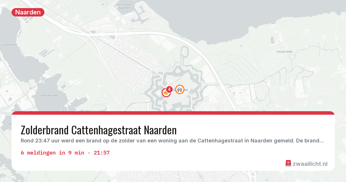 Kaart van de activiteitspiek bij Naarden