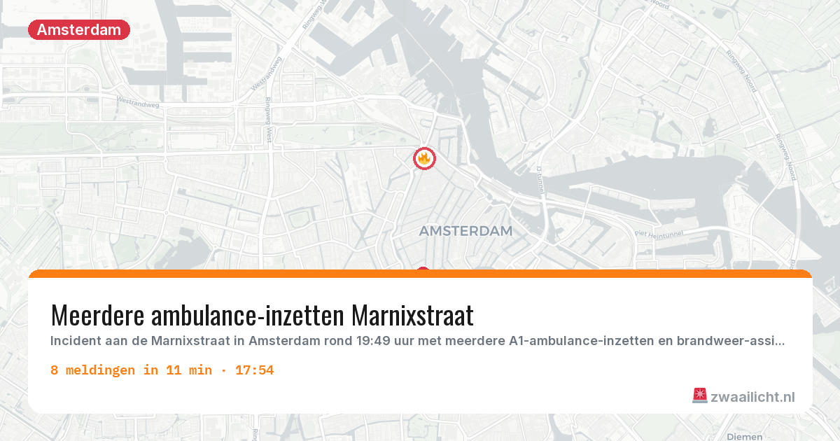 Kaart van de activiteitspiek bij Amsterdam