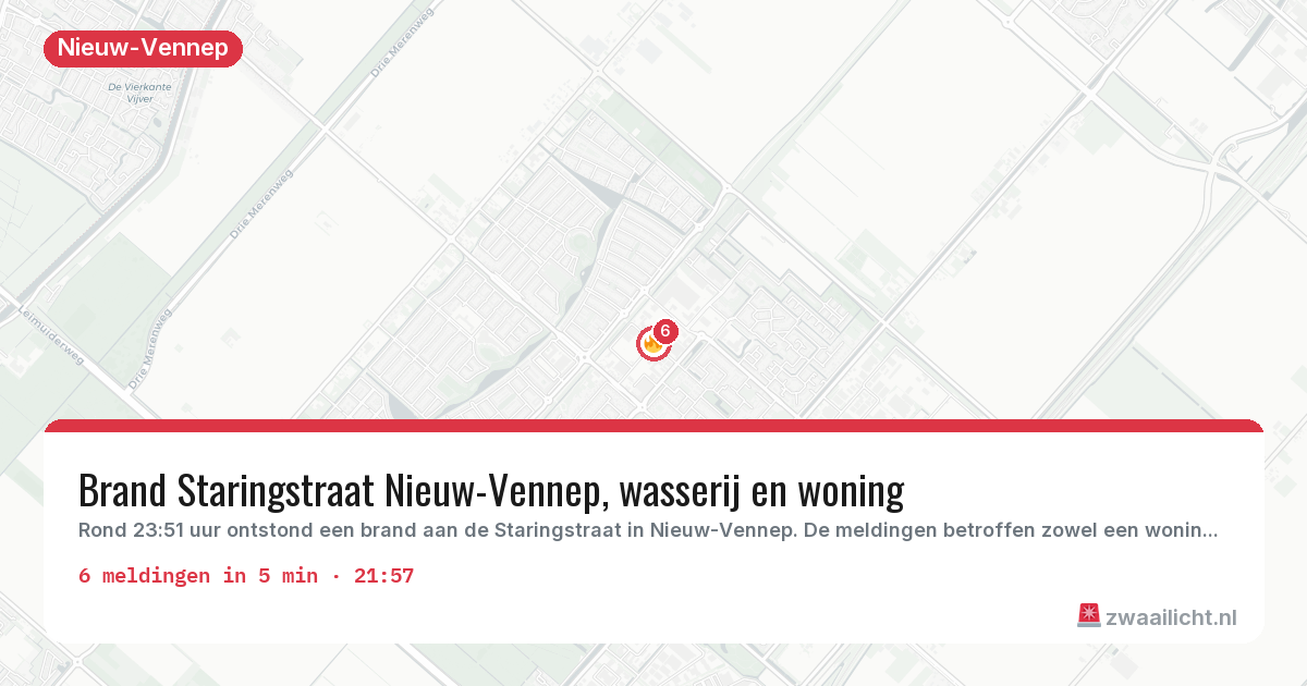 Kaart van de activiteitspiek bij Nieuw-Vennep