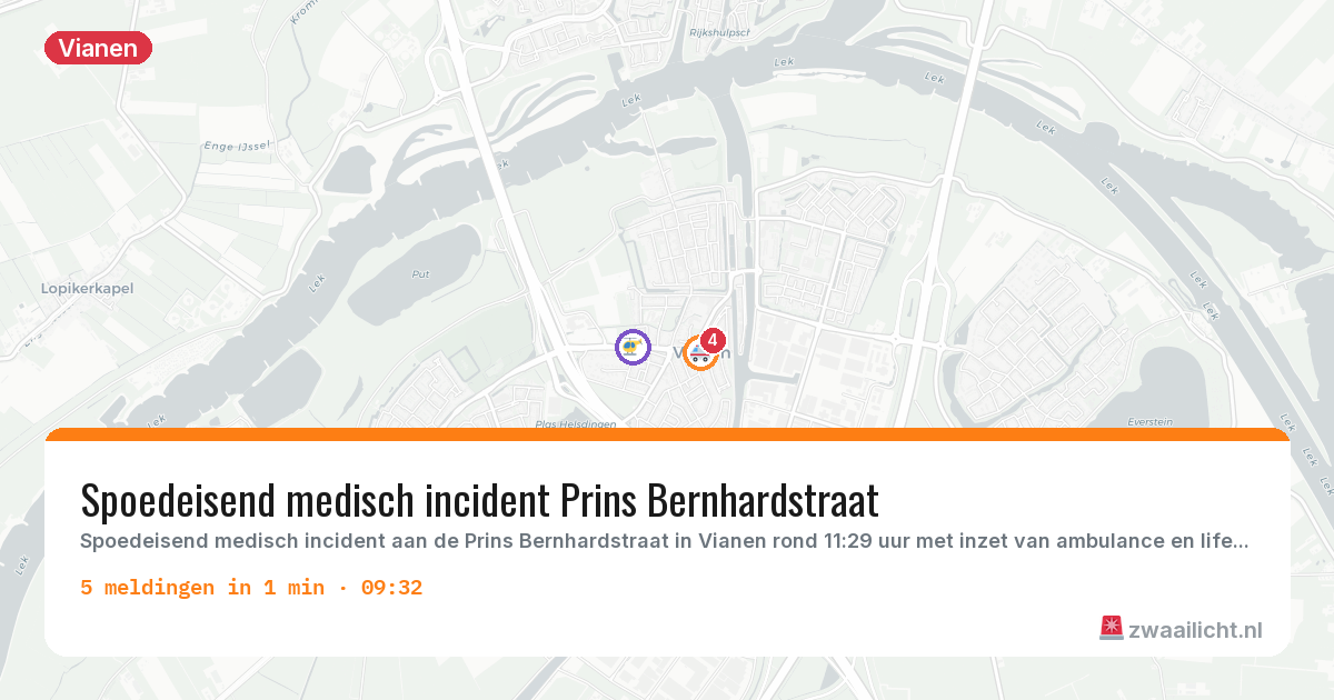 Kaart van de activiteitspiek bij Vianen