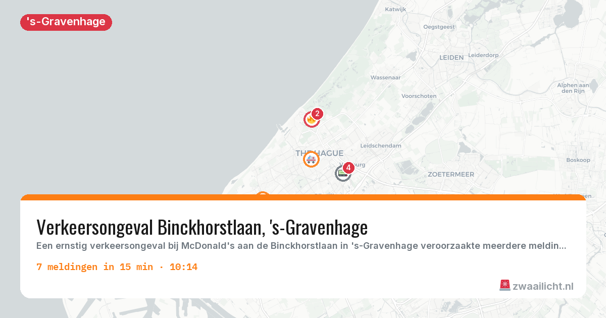 Kaart van de activiteitspiek bij 's-Gravenhage