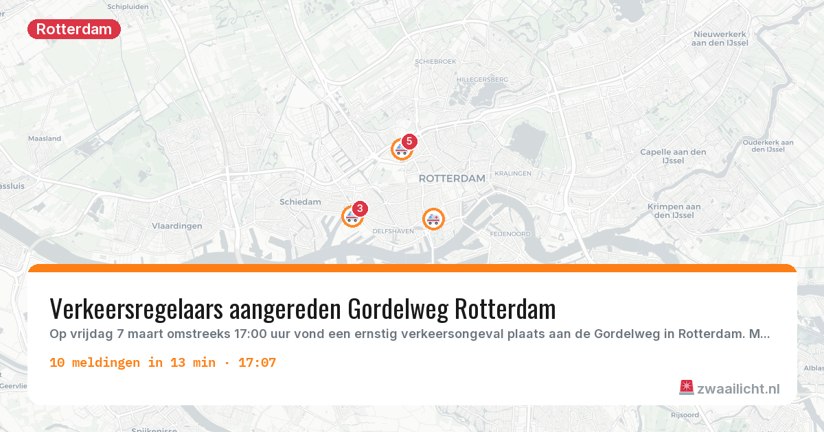 Kaart van de activiteitspiek bij Rotterdam