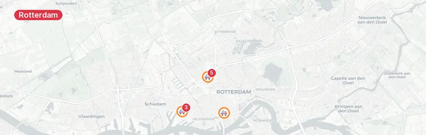 Kaart van Verkeersregelaars aangereden Gordelweg Rotterdam