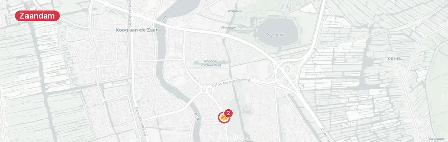 Kaart van Reanimatie Heijermansstraat Zaandam, traumahelikopter ing...