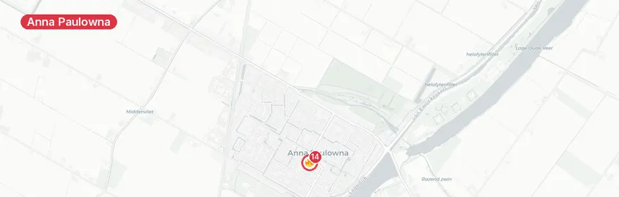 Kaart van Grote woningbrand Gruttoplein Anna Paulowna