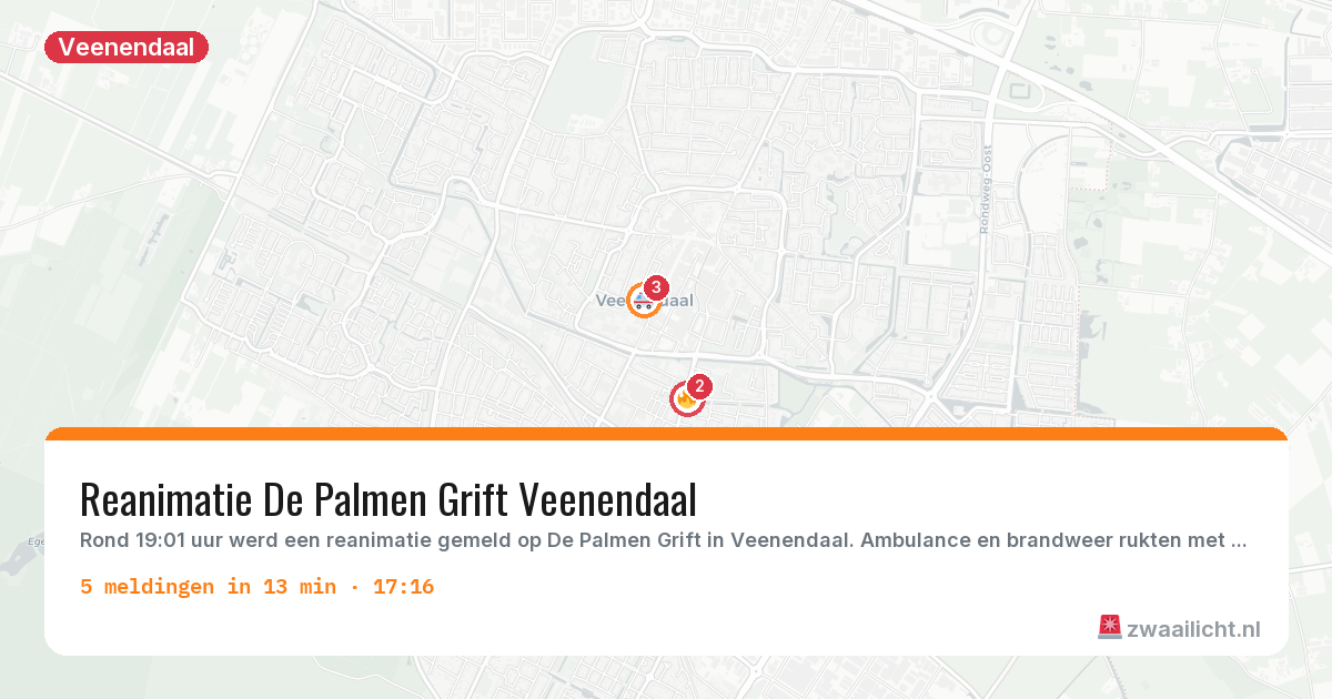 Kaart van de activiteitspiek bij Veenendaal