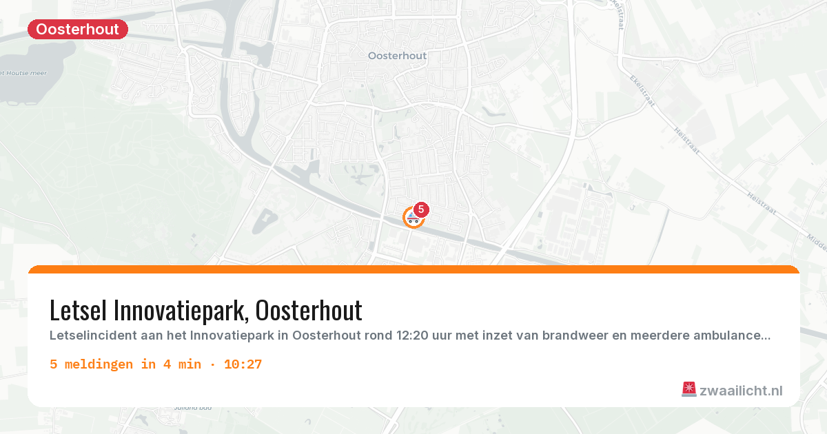 Kaart van de activiteitspiek bij Oosterhout