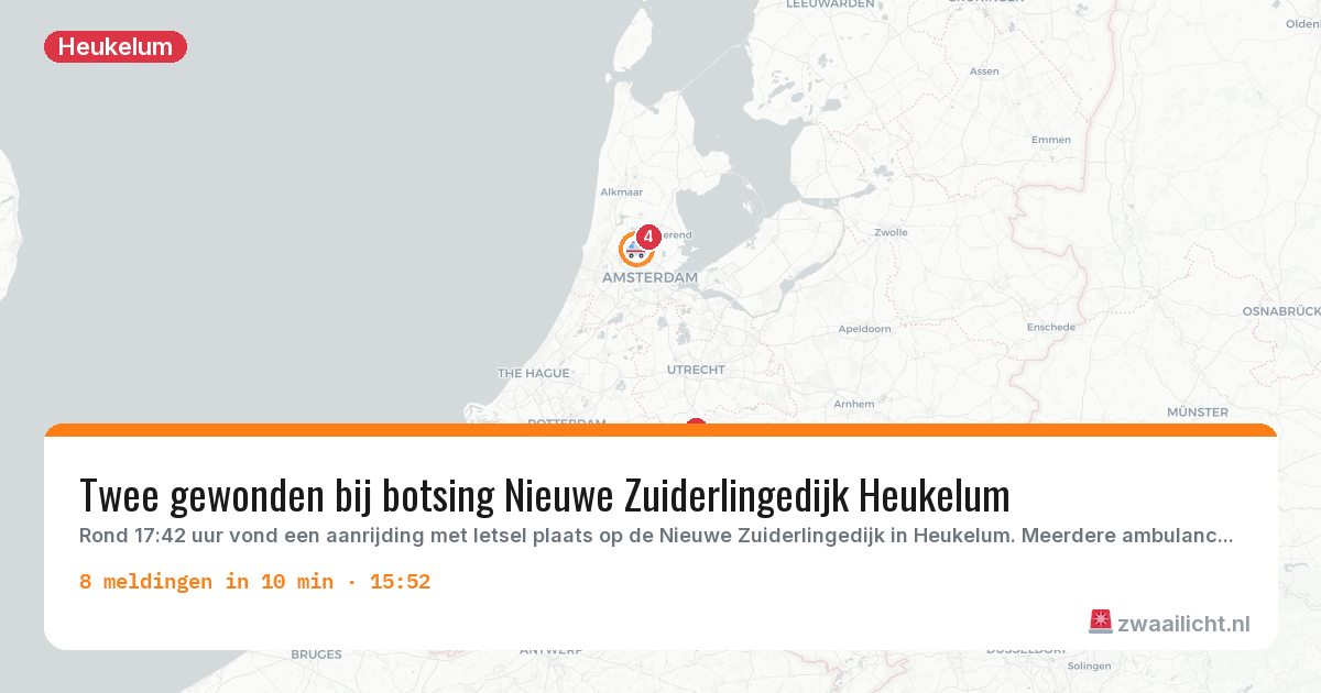 Kaart van de activiteitspiek bij Heukelum