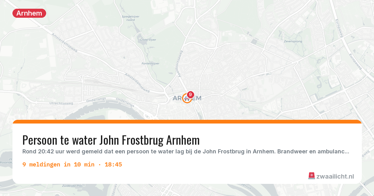 Kaart van de activiteitspiek bij Arnhem