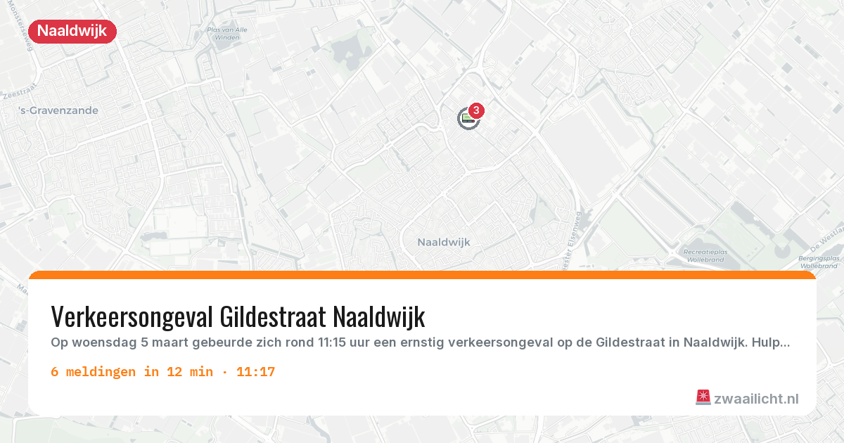 Kaart van de activiteitspiek bij Naaldwijk