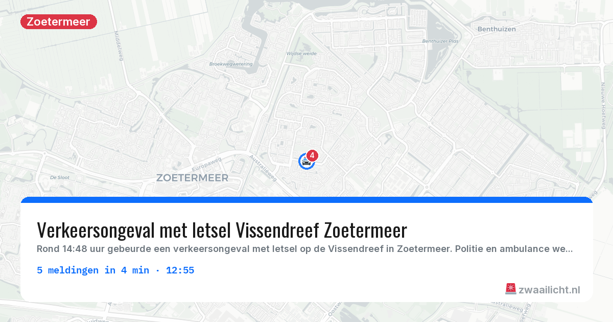 Kaart van de activiteitspiek bij Zoetermeer