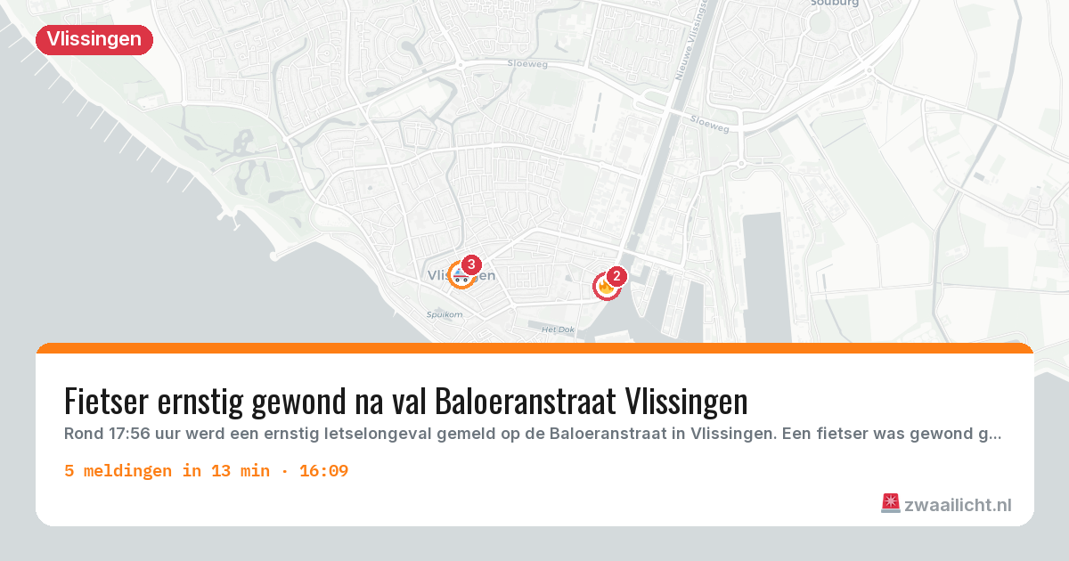 Kaart van de activiteitspiek bij Vlissingen
