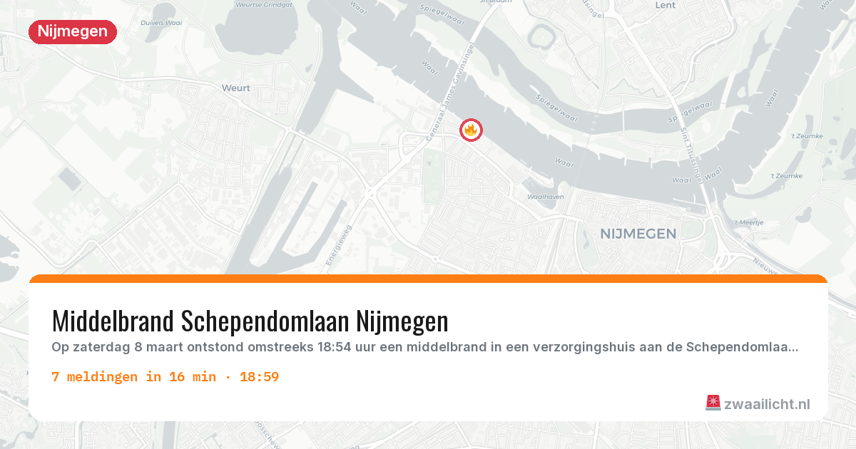 Kaart van de activiteitspiek bij Nijmegen