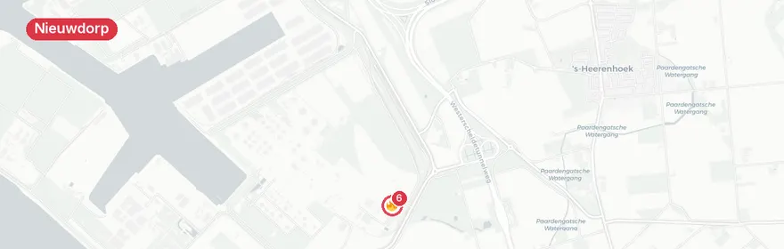 Kaart van Brand bij recyclingbedrijf Polenweg Nieuwdorp