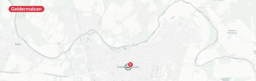 Kaart van Kop-staartbotsing A15 Geldermalsen met meerdere voertuigen