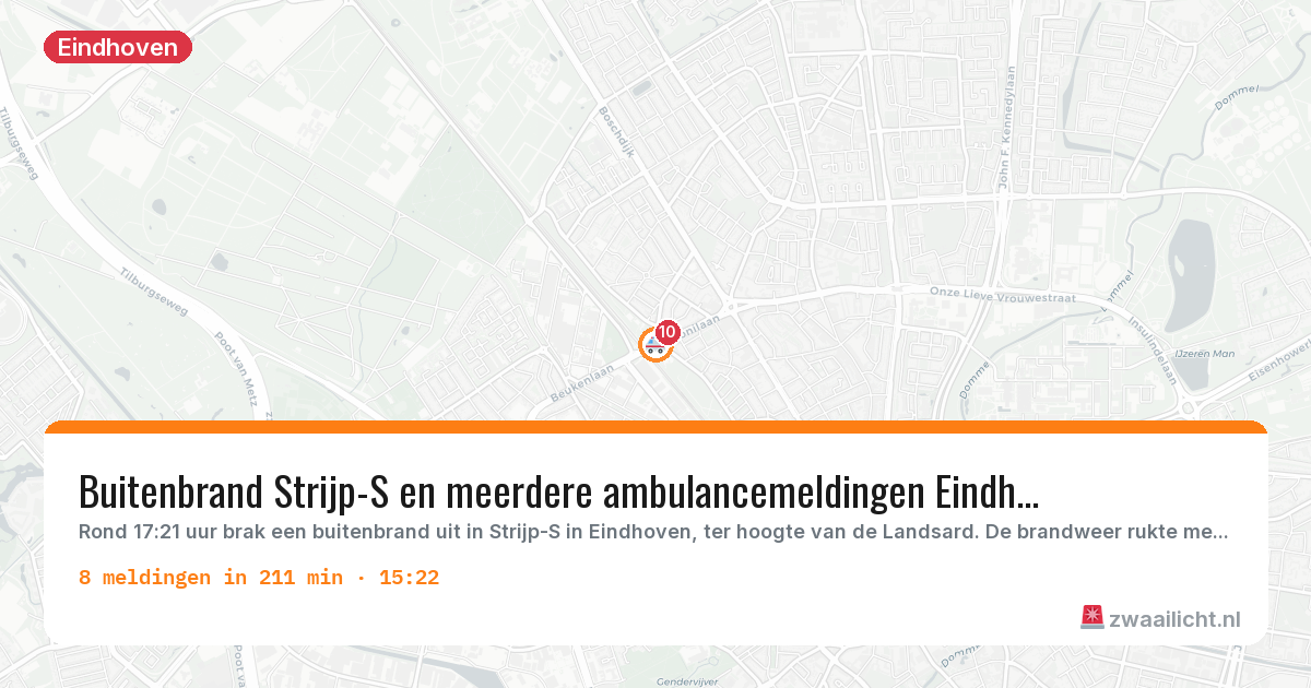 Kaart van de activiteitspiek bij Eindhoven