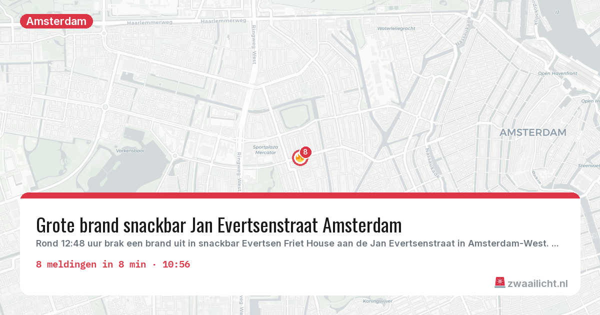 Kaart van de activiteitspiek bij Amsterdam