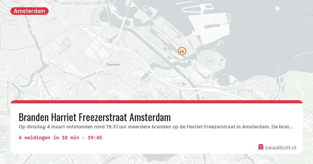 Kaart van de activiteitspiek bij Amsterdam
