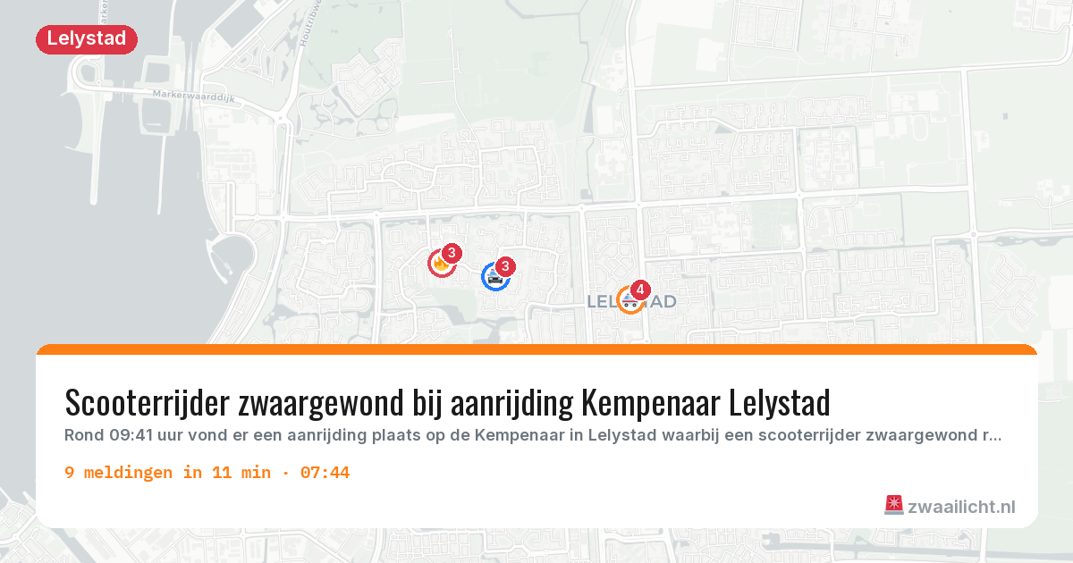 Kaart van de activiteitspiek bij Lelystad